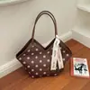Bolsa de Mão Poá Bicolor para Mulheres, Nova Moda Outono 2026, Bolsa de Ombro Elegante para o Dia a Dia, Bolsa Tote Casual de Grande Capacidade