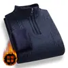Otoño Invierno 2026 Nuevo Jersey de Punto para Hombre con Cremallera Media y Felpa Interior Talla Grande Capa Base Casual