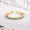 Anillo de Diamantes Pavimentados Incrustados con Micro Turquoise Sintético Retro Exquisito Lujo Ligero Gama Alta Joyería de Mano de Nicho Anillo
