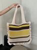 Nova Bolsa de Malha Vintage Bolsa de Malha Artesanal Bolsa Tote Bag Bolsa de Lã Feminina Bolsa de Ombro Portátil Bolsa de Compras