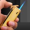 50 Piezas de Encendedores Metálicos de Llama Azul Rectos a Prueba de Viento para Uso Doméstico de Supermercado Personalizados con Logo Impreso Venta al Por Mayor de Fábrica