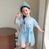 Vestido Camiseta para Niña 2025 Verano Nuevo Kuromi Infantil Casual Moderno Bebé Dibujos Animados Malla Vestido de Princesa