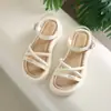 Sandalias para Mujer de Punta Abierta Parcialmente Estilo Nuevo 0513 Verano 2025 Chanclas Negras de Tacón Alto Zapatos Casuales para Mujer Transpirables que Aumentan la Altura