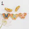 Mariposa Esmaltada Cloisonné con Patrón de Nube, Colgante de Goteo de Aceite, Accesorios para Joyería DIY Chapados en Oro, Accesorios para Collares Hanfu