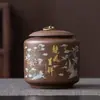 Lata de Té Retro Cerámica Hogareña Lata Sellada Lata de Té Arena Púrpura Pu'Er Sellado Medio Caja de Té de Almacenamiento para el Hogar