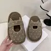 Faixa de Cabelo de Bolinhas Estilo Coreano Chinelos de Algodão Sapatos Femininos Roupas para Exterior 2026 Inverno Novo Solado Grosso Chinelos Franceses Preguiçosos