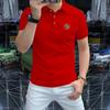 Camisa polo de hombre moda europea Algodón perla transpirable manga corta 2024 Nueva Camiseta de negocios con cuello solapa para hombre manga media guapo