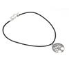 Collar Clásico de Metal Transfronterizo Plata Antigua Calado Planta Auspiciosa Árbol de la Vida Cuerda de Cuero Moda Europea y Americana Colgante Decoración DIY