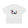 Camiseta Masculina de Algodão Puro com Bordado de Filhote Divertido Manga Curta Verão Estilo Japonês Solta Marca Tendência Par Meia Manga Q