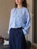 Lou Fu Otoño Nuevo Estilo Coreano Suéter de Nylon con Bolsillo Cuello Redondo Dobladillo Suelto Cordón Transpirable Top Casual para Mujer