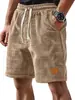 2026 Nuevos Pantalones Casuales Transpirables a Cuadros Pequeños para Hombre de Amazon Transfronterizo con Cordón, Bermudas Versátiles de Cinco Bolsillos con Etiqueta de Cuero