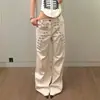 Jeans Denim Europeu e Americano Transfronteiriço y2k Design com Fivela de Metal Street Retro Calças de Perna Reta Perna Larga Calças Longas Soltas