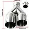 Salida plana de una sola capa en forma de Y para coche, silenciador de acero inoxidable de doble salida, 63-89-260 mm, silenciador de escape de doble salida