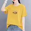Camiseta Feminina de Manga Curta para Exportação, Novo Estilo Popular Verão 2026, Caimento Solto, Tamanho Grande, Emagrecedor, Top Versátil da Moda, Estilo Ins