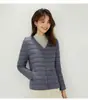 Moda Nueva de Otoño e Invierno 2025 Transfronteriza, Chaqueta Ligera de Plumas para Mujer, Estilo Corto con Relleno de Plumas de Pato Blanco, Abrigo Casual sin Cuello