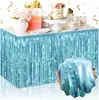 Cortina de Tela de Lluvia Transfronteriza Falda de Mesa 75*275cm Falda de Mesa con Borlas Fiesta Navideña Boda Cumpleaños Diseño de Mesa Cortina de Mesa