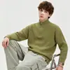 Nueva colección de otoño e invierno: Suéter con cremallera de estilo retro americano, casual y de corte relajado, suéter de punto de cuello alto, prenda exterior de color liso para hombre