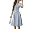 En stock: Amantes Náuticos (Edición Cazador) Conjunto de Camisa y Falda Rayadas Azules Estilo Old Money Inspirado en el Diseño Francés