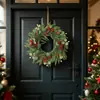 2026 Corona Decorativa Roja de Bayas Navideñas de Amazon Guirnalda de Agujas de Pino Piñas Anillo de Vid Artificial Navideño Accesorios de Decoración