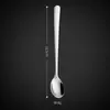 Colher de Gelo Leve de Aço Inoxidável Hotel Uso Doméstico Talheres Sobremesa Mel Cabo Longo Colher Espessa Colher Colher para Misturar Café
