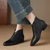 Botas curtas de algodão com forro de fleece marrom para mulheres, nova coleção outono/inverno 2026, de sola plana, salto baixo, sola macia, botins estilo francês, botas de cano justo