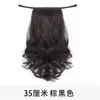 Peluca de cola de caballo femenina, cabello largo y rizado, vendaje con flor de pera, cola de caballo falsa, ondas grandes, cola de caballo realista de longitud media con flor de pera.