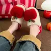 Chinelos de Algodão com Solado Macio de Maçã Desenhada 2026 Outono/Inverno Novos Chinelos de Casa Peludos Espessos Quentes Antiderrapantes para Mulheres