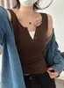Camisole Vest de Lixar para Garota Quente Feminino Outono Nova Moda Slimming para Usar por Cima Top Base Curto com Bojo