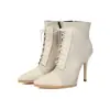 Botas Martin de color liso con cremallera lateral 35-41 otoño e invierno botas de cuero para mujer, punta fina, suela de goma, antideslizantes, de corte bajo, botas ligeras para mujer