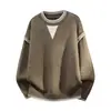 Ventas Directas de Fábrica Marca de Moda Personalidad Falso Dos Piezas Tejido Suéter Fábrica Ropa de Hilo para Hombre Suéter de Hilo Negro Caqui
