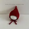 Chapéu de Lã para Bebê Outono e Inverno Vermelho Retrô Festivo de Ano Novo Chapéu de Tricô Proteção Auricular de Inverno à Prova de Vento e Quente para Bebê