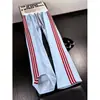 Calça Casual Masculina de Lã Waffle Color Block Listrado Outono Cleanfit Perna Reta Solta Calça Esportiva com Caimento