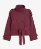 Ropa de Otoño e Invierno Nueva Transfronteriza Europea y Americana para Mujer Estilo Amazon Elegante para Viajar Cuello Alto Doble Botonadura Cinturón Trench Coat