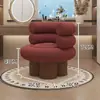 Silla de Pastel Color Crema Estilo Francés, Silla Sofá Individual de Lana de Cordero de Moda para Balcón Sala de Estar, Silla Moderna Minimalista de Madera Maciza