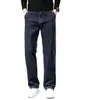 Jeans italianos de alta gama azul grisáceo para hombre, nuevo estilo de otoño, corte recto holgado, elásticos, lavados, pantalones largos casuales