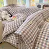 Juego de Cuatro Piezas de Ropa de Cama de Algodón Grueso Estilo Antiguo, Sábana Ajustable 100% Algodón Puro, Funda de Edredón Modelo Nuevo 2026 para Dormitorio, Juego de Tres Piezas de Sábana, Clase A