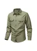 Camisa de Manga Larga para Hombre de Trabajo de Otoño Primavera de Venta Caliente Ropa de Trabajo de Algodón Casual Holgada Camisa Versátil para Exteriores Camisa Lavada para Hombre