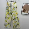 Calça de Pijama de Seda de Algodão para Mulheres, Estilo Fino para Primavera e Verão, Tamanho Grande, Caimento Solto, Calça de Perna Larga de Algodão Artificial, Pode Ser Usada Fora de Casa, Versátil, Cintura Alta, Leve