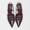 Sapatos de Salto Alto Silenciosos da Moda, Sapatos de Salto Alto Elegantes e Luxuosos para Mulheres, Bico Fino Boca Rasa, Fivela Horsebit, Sandálias de Salto Alto com Tira Única