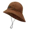 Sombrero de Pescador para Hombre y Mujer de Verano con Protección para el Cuello, Sombrero con Cordón para Acampar al Aire Libre, Sombrero de Cubo Estilo Japonés, Sombrero de Sol de Ala Ancha, Sombrero Casual