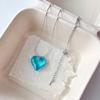 Collar de Amor Tridimensional Azul Río de Hielo de Dongdaemun de Corea del Sur Cadena para Suéter Amor Transparente como Hielo Cadena para Clavícula