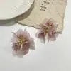 Pendientes de malla con flores para mujer, dulces y delicados, moda, simples, elegantes, de alto sentido, joyería de estilo pastoral