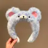 Faixa de cabeça fofa com orelhas de panda para lavar o rosto, faixa de cabeça de pelúcia de desenho animado com coroa alta para mulheres, faixa para maquiagem e lavar o cabelo, acessório de cabelo
