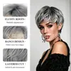 Pelucas de nuevo estilo europeo y americano, elegantes pelucas cortas gris-blancas, pelucas de pelo corto voluminoso, al por mayor