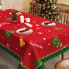 Mantel de Navidad Impermeable y a Prueba de Aceite Sin Lavado Mantel Rojo Ambiente Festivo Decoración de Mesa Rectangular Mantel