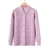 Malha de primavera para meia-idade e idosos, com acolchoamento em air layer, roupas de outono, top quente para mãe, cardigã de abertura frontal, casaco de outono e inverno para pai