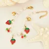 Pulsera Colgante de Fresa de Resina Fresca y Sencilla Cadena de Perlas Cuentas de Corazón Brillantes Pulsera de Regalo de Cumpleaños Recubrimiento Galvánico que Conserva el Color