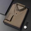 Venda Ao Vivo Camiseta Masculina Manga Longa Estampa de Abacaxi Falsa Duas Peças Outono Fina Camisa Polo Masculina Meia-idade