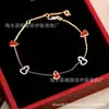 Kirin Nova Chegada Luxo Leve Caragedony Ônix Vermelho Pulseira Cinco Cabaças para Mulheres Ouro Rosa 18k Diamante Joia de Mão Vazada