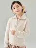 Suéter espesso 100% lã para meninos e meninas com gola virada, novo estilo outono e inverno, poá, zíper parcial, casual, malha quente